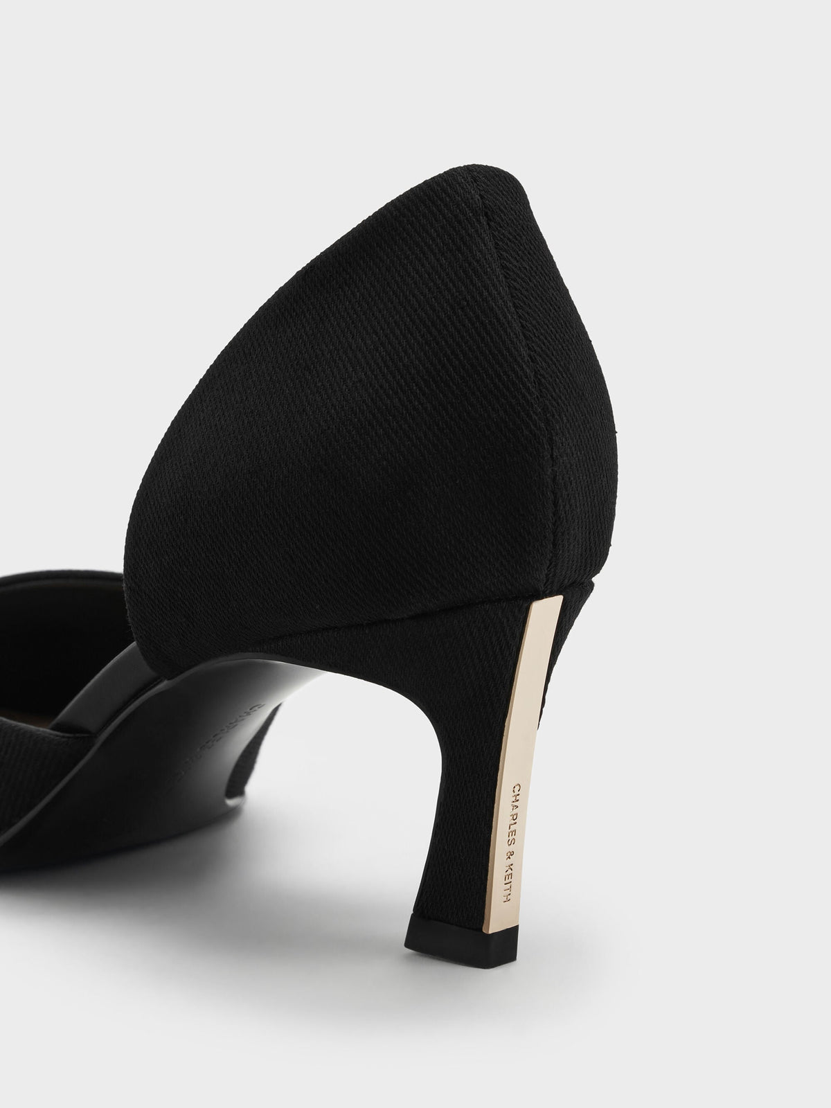 CHARLES & KEITH Exclusive / Kerra Twill Pointed D'Orsay Pumps - Black Textured