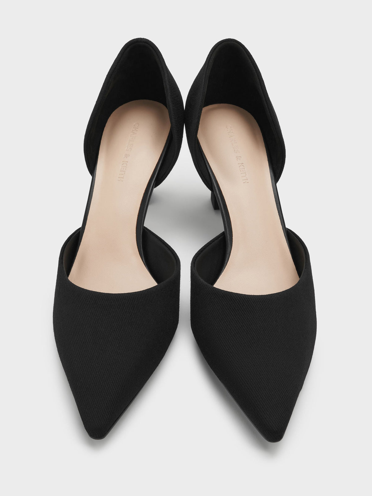 CHARLES & KEITH Exclusive / Kerra Twill Pointed D'Orsay Pumps - Black Textured