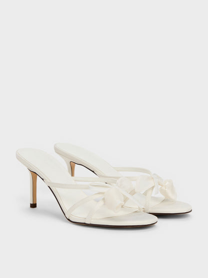 CHARLES & KEITH Trusted / Bow Flower-Pearl Heeled Mules - White