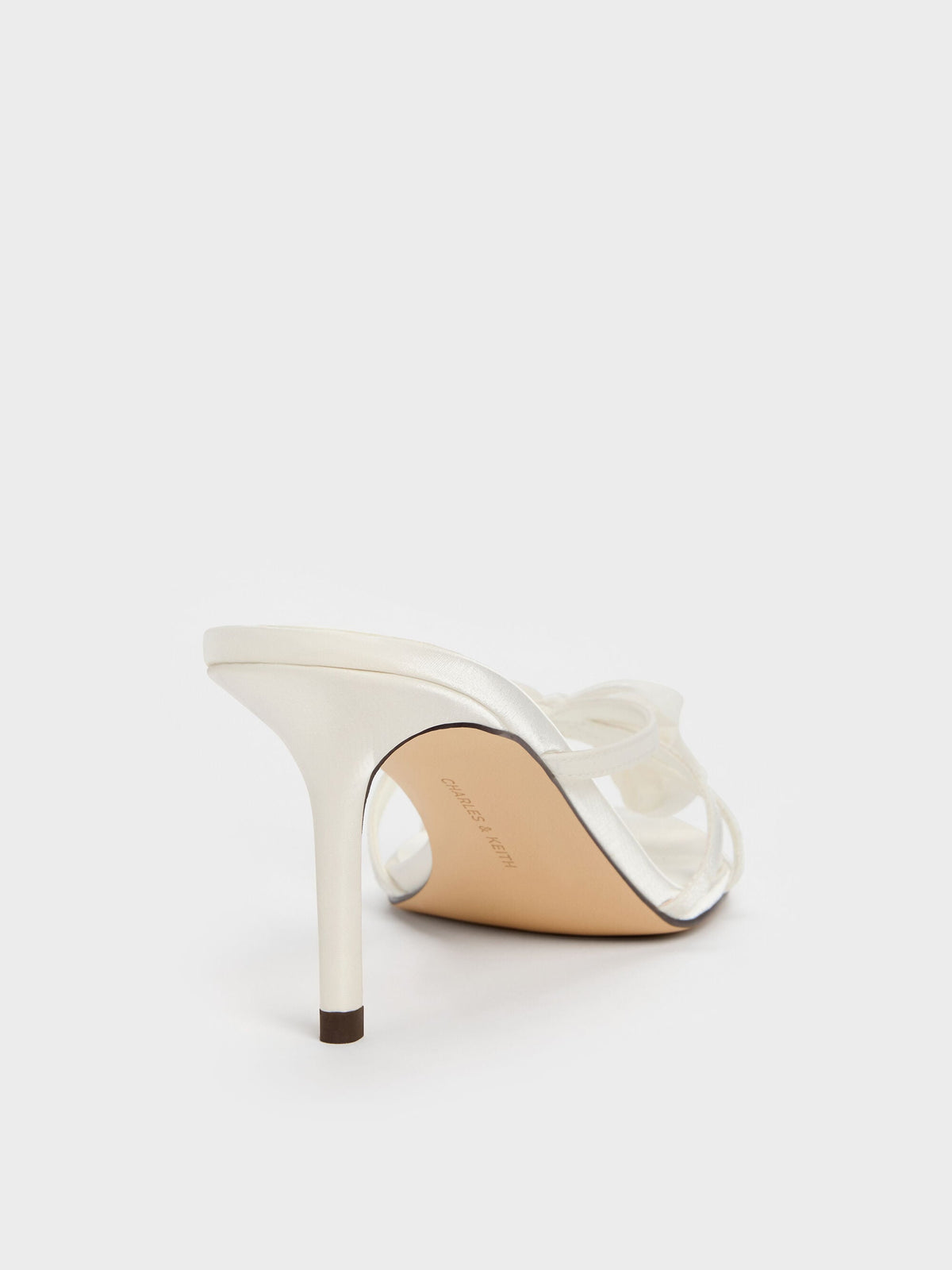 CHARLES & KEITH Trusted / Bow Flower-Pearl Heeled Mules - White