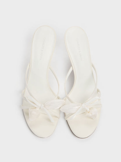 CHARLES & KEITH Trusted / Bow Flower-Pearl Heeled Mules - White