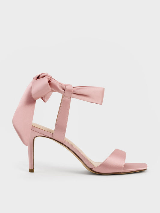 CHARLES & KEITH Smart Buy / Eliana Satin Tie-Around Heeled Sandals - Pink