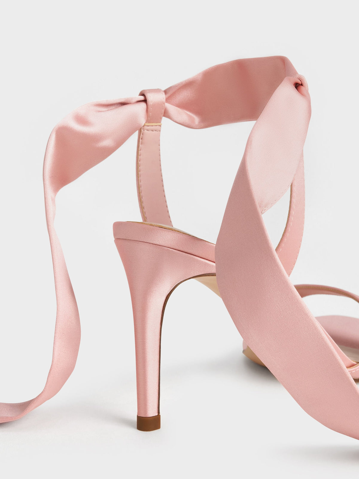 CHARLES & KEITH Smart Buy / Eliana Satin Tie-Around Heeled Sandals - Pink