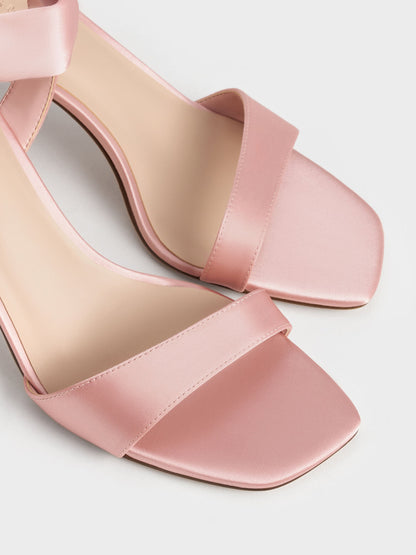 CHARLES & KEITH Smart Buy / Eliana Satin Tie-Around Heeled Sandals - Pink