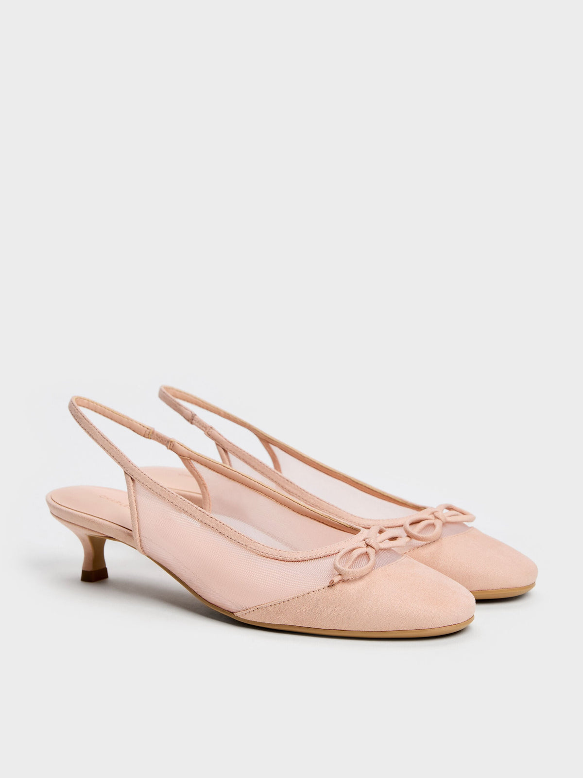 CHARLES & KEITH Top Pick / Mulligan Mesh Bow Slingback Pumps - Blush