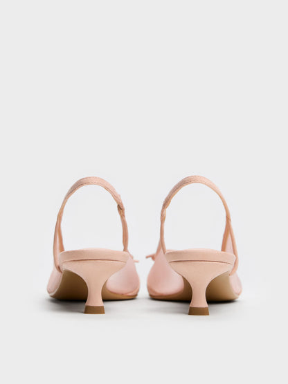 CHARLES & KEITH Top Pick / Mulligan Mesh Bow Slingback Pumps - Blush