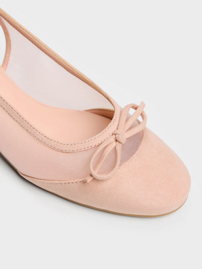 CHARLES & KEITH Top Pick / Mulligan Mesh Bow Slingback Pumps - Blush
