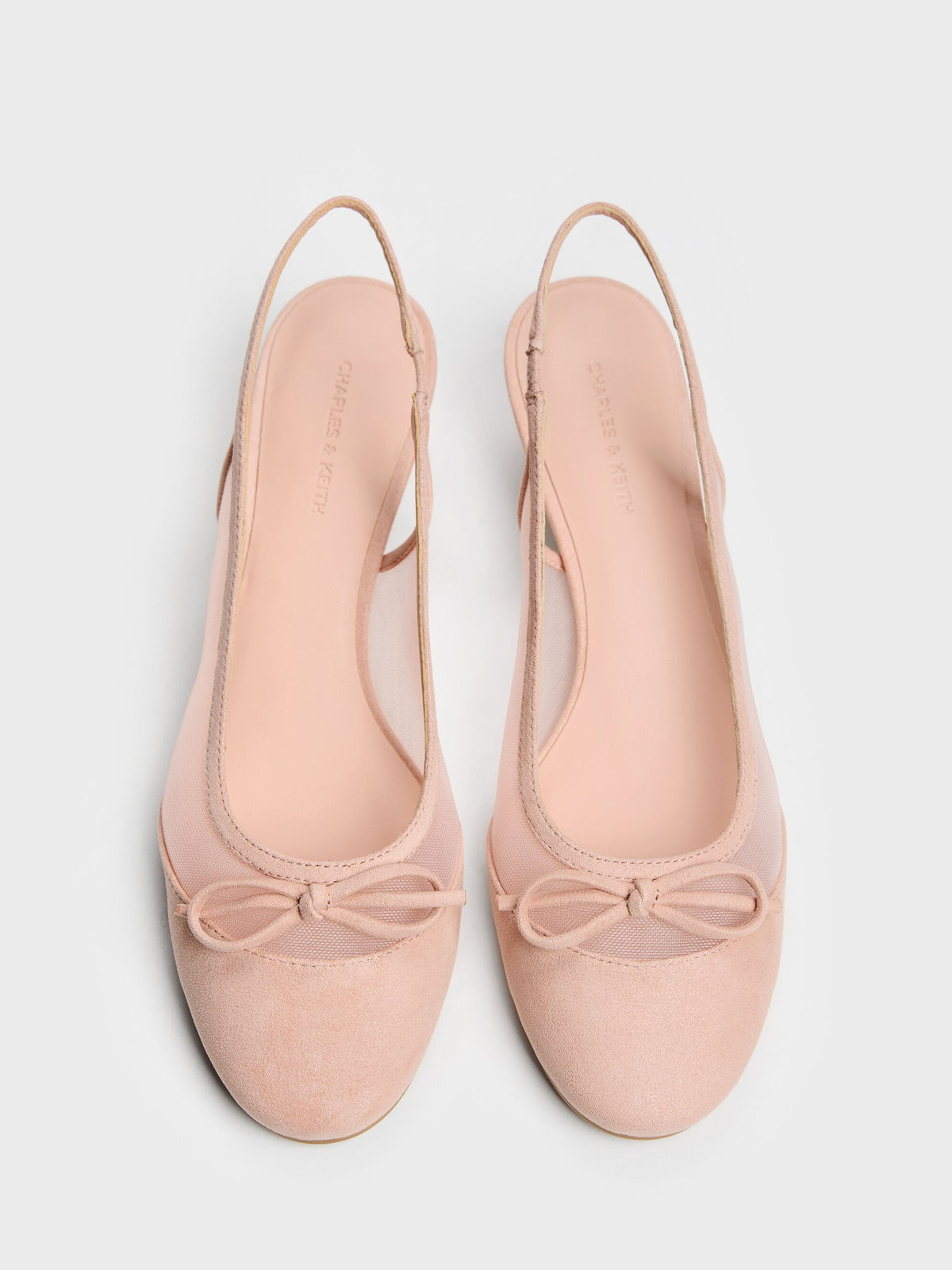 CHARLES & KEITH Top Pick / Mulligan Mesh Bow Slingback Pumps - Blush