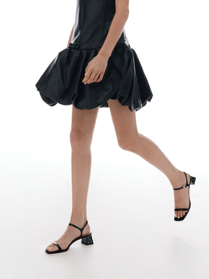CHARLES & KEITH Hot Sale / Emmaline Patent Leather Crystal Sandals - Black Patent