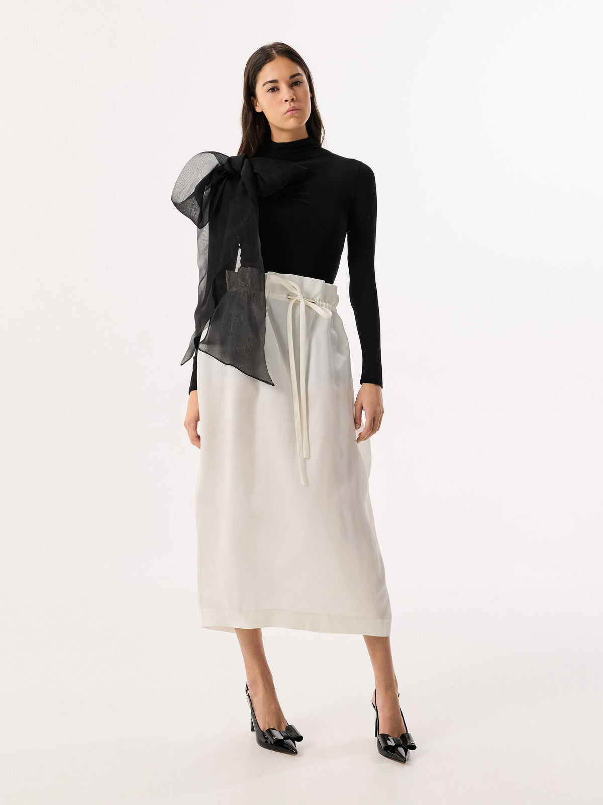 CHARLES & KEITH Recommended / Lu Patent Leather Bow Slingback Pumps - Black Patent