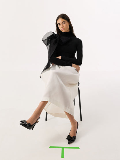 CHARLES & KEITH Recommended / Lu Patent Leather Bow Slingback Pumps - Black Patent