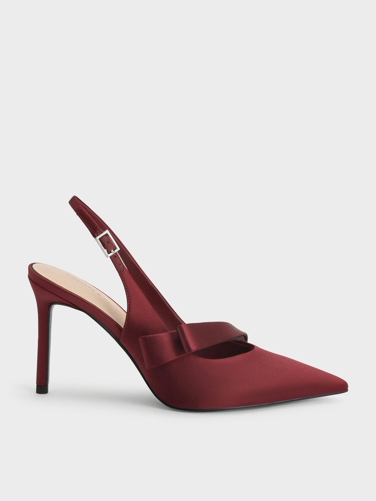 CHARLES & KEITH Featured / Satin Pleated-Strap Slingback Pumps - Red