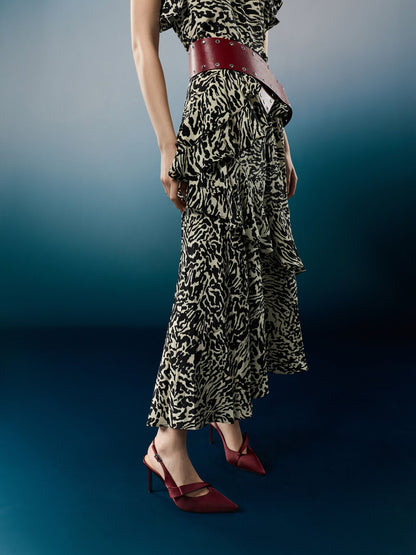 CHARLES & KEITH Featured / Satin Pleated-Strap Slingback Pumps - Red