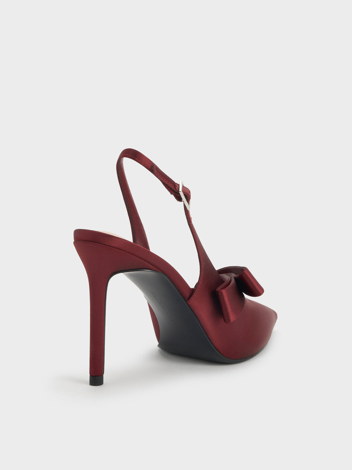 CHARLES & KEITH Featured / Satin Pleated-Strap Slingback Pumps - Red