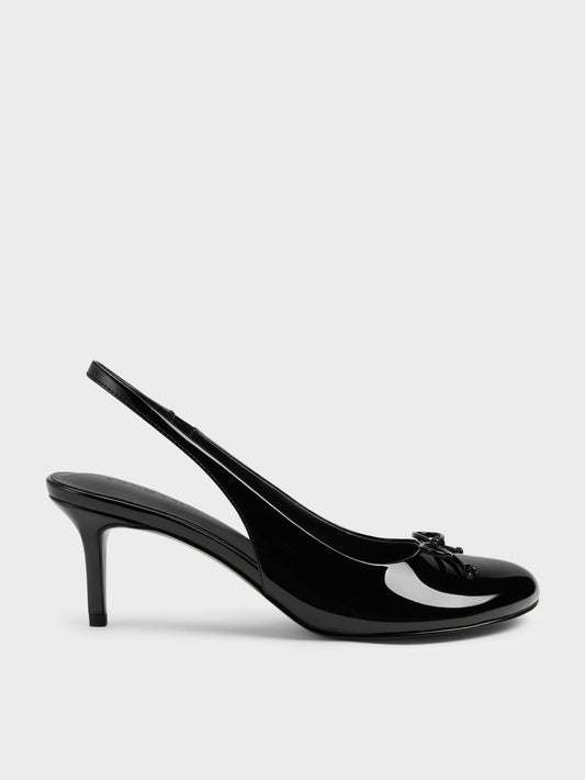 CHARLES & KEITH Featured / Imani Patent Asymmetric Slingback Pumps - Black Patent