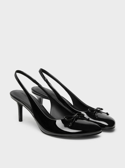 CHARLES & KEITH Featured / Imani Patent Asymmetric Slingback Pumps - Black Patent