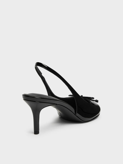 CHARLES & KEITH Featured / Imani Patent Asymmetric Slingback Pumps - Black Patent