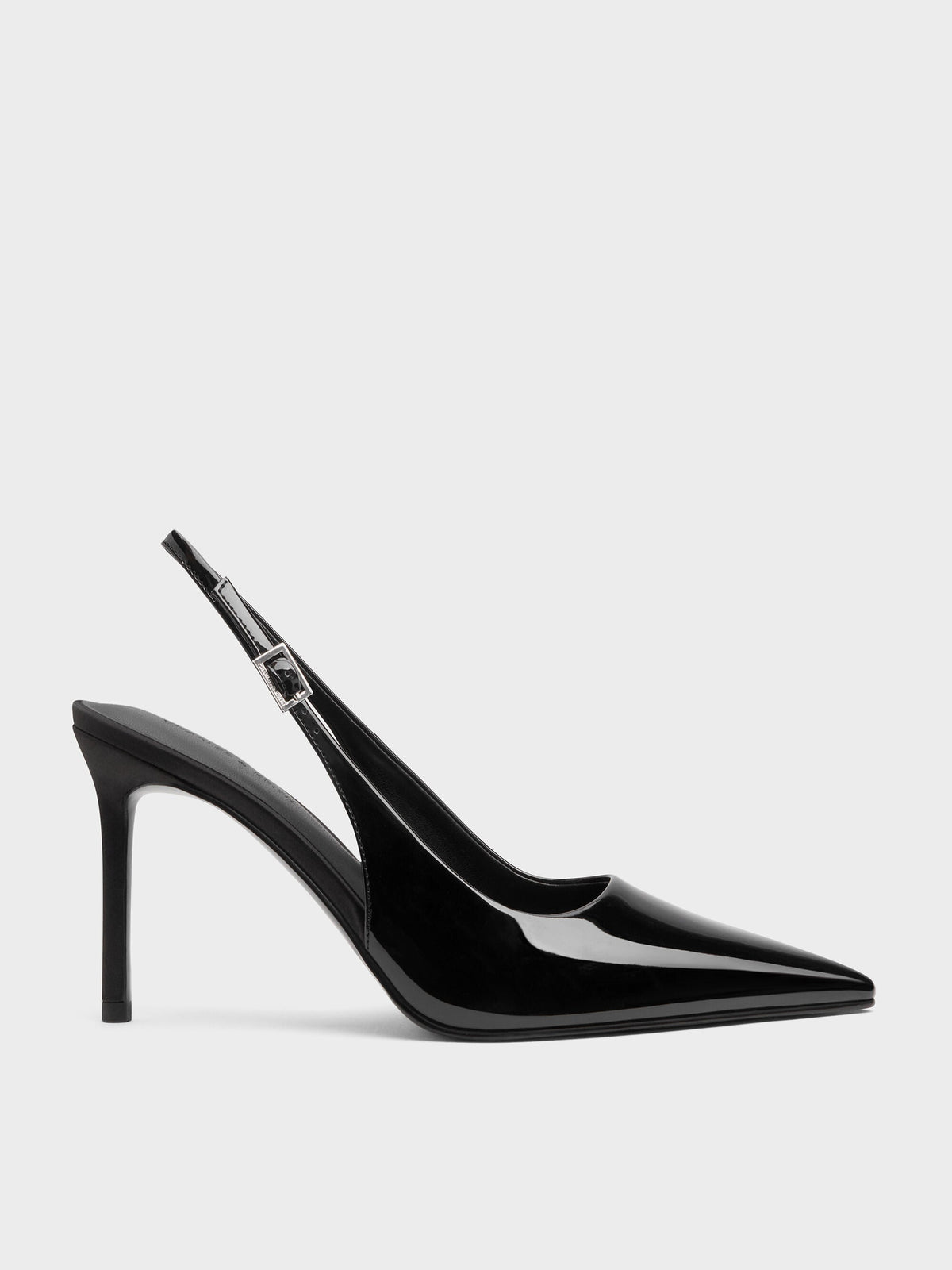 CHARLES & KEITH Trusted / Patent Pointed Slingback Pumps - Black Patent