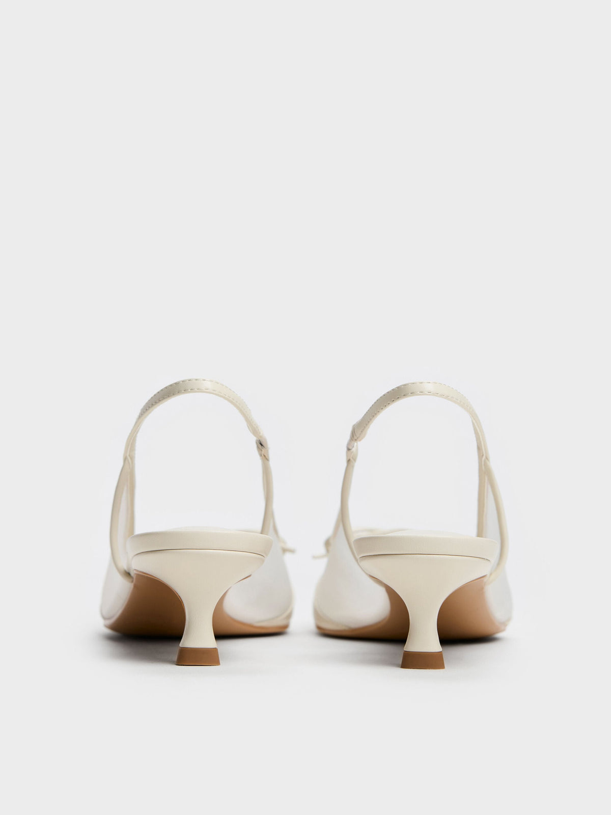 CHARLES & KEITH Trusted / Mulligan Mesh Bow Slingback Pumps - Chalk