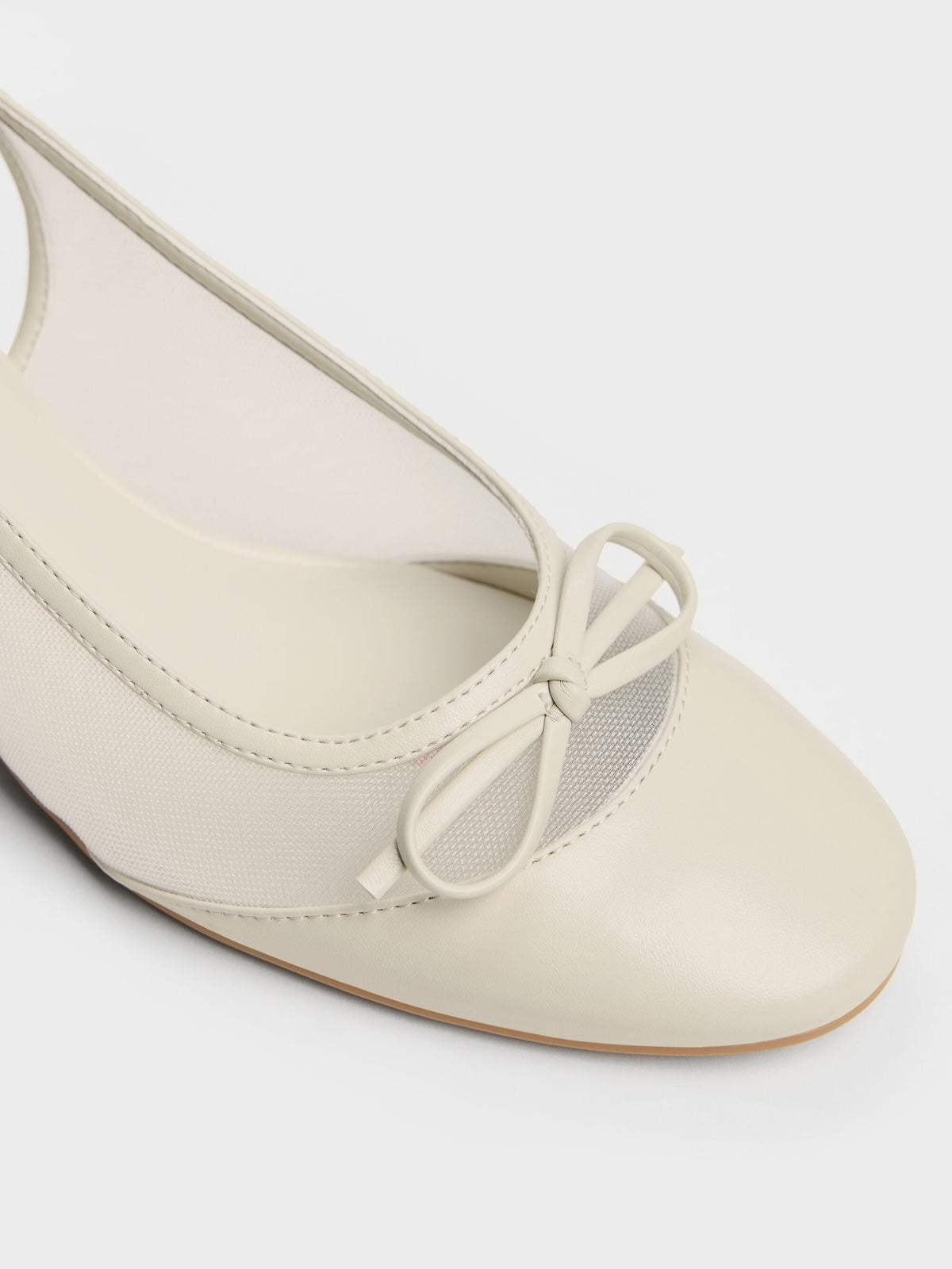 CHARLES & KEITH Trusted / Mulligan Mesh Bow Slingback Pumps - Chalk