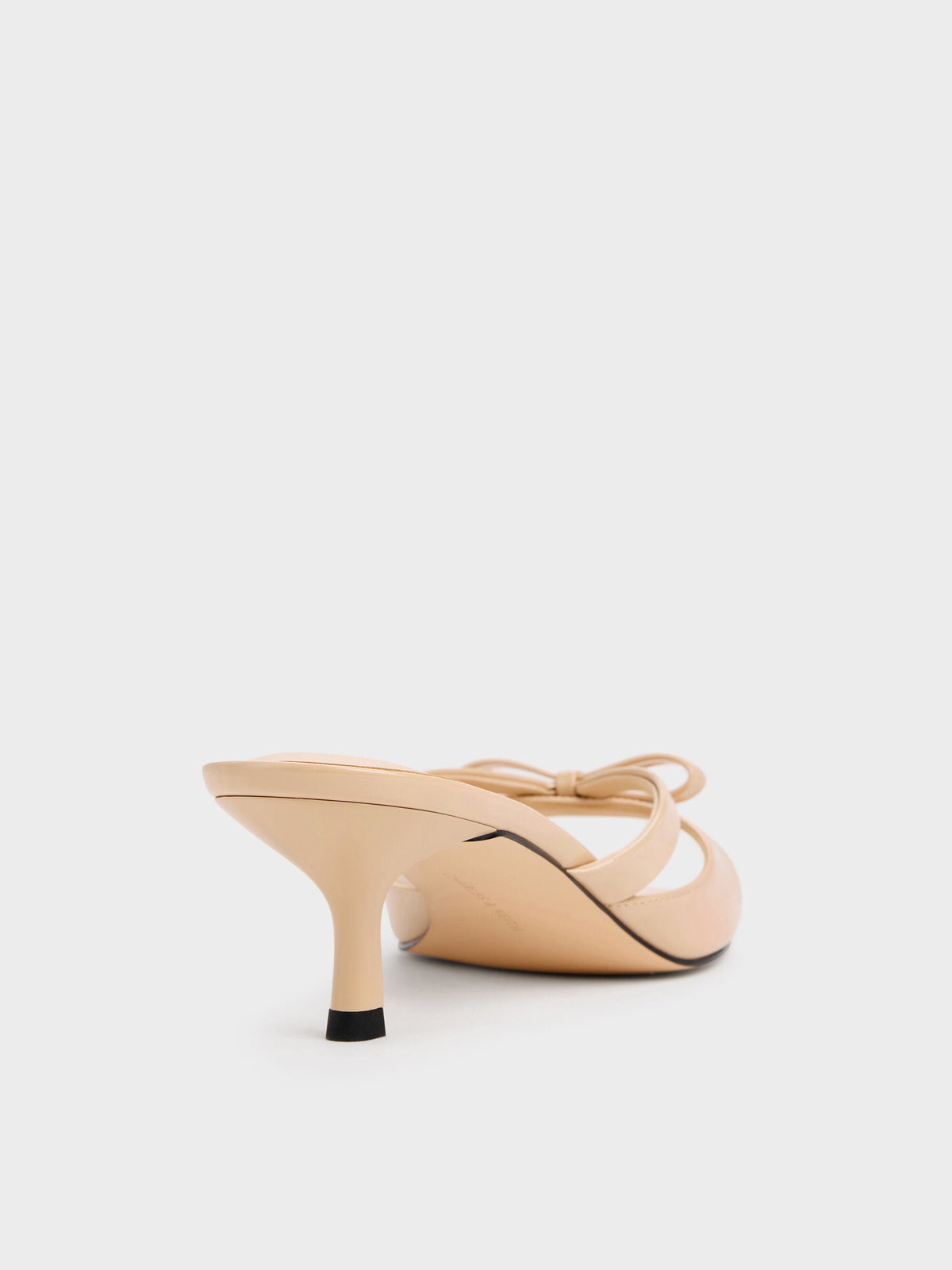 CHARLES & KEITH Trusted / Kaleen Patent Kitten-Heel Mules - Nude