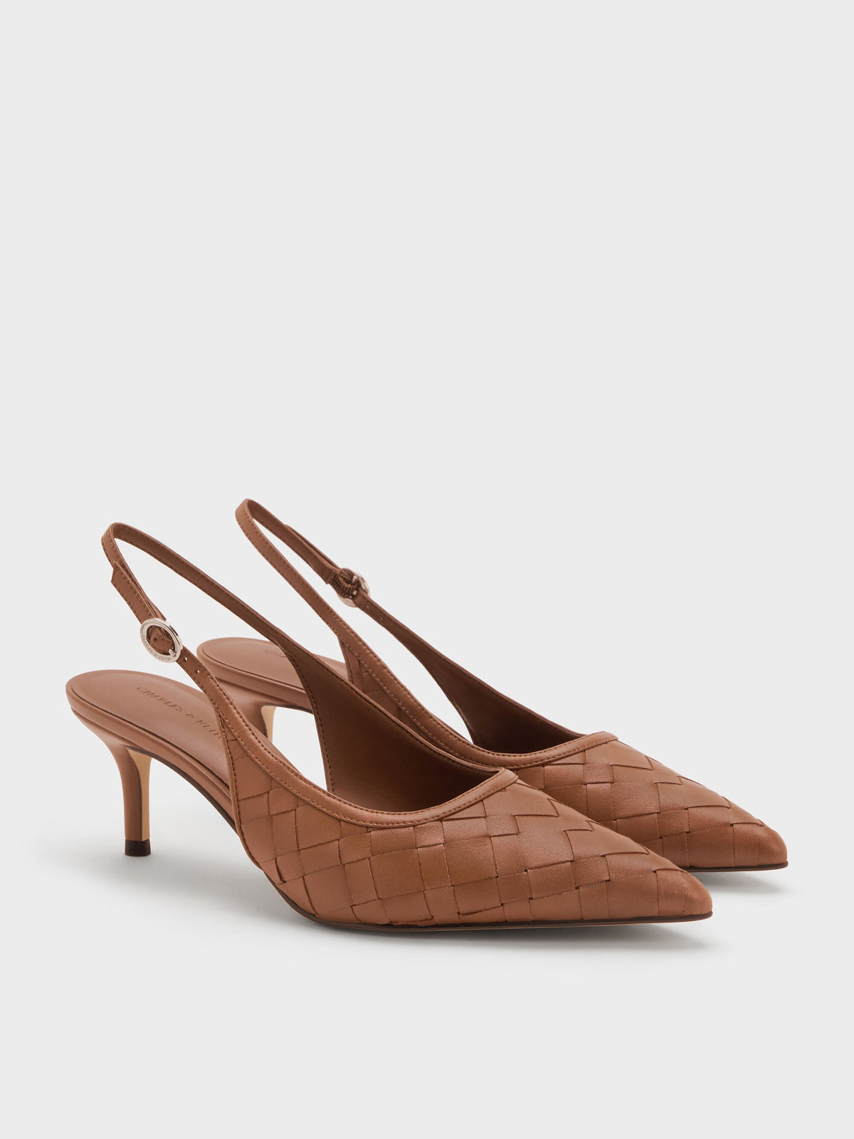 CHARLES & KEITH Top Pick / Ivette Woven Pointed Slingback Pumps - Brown