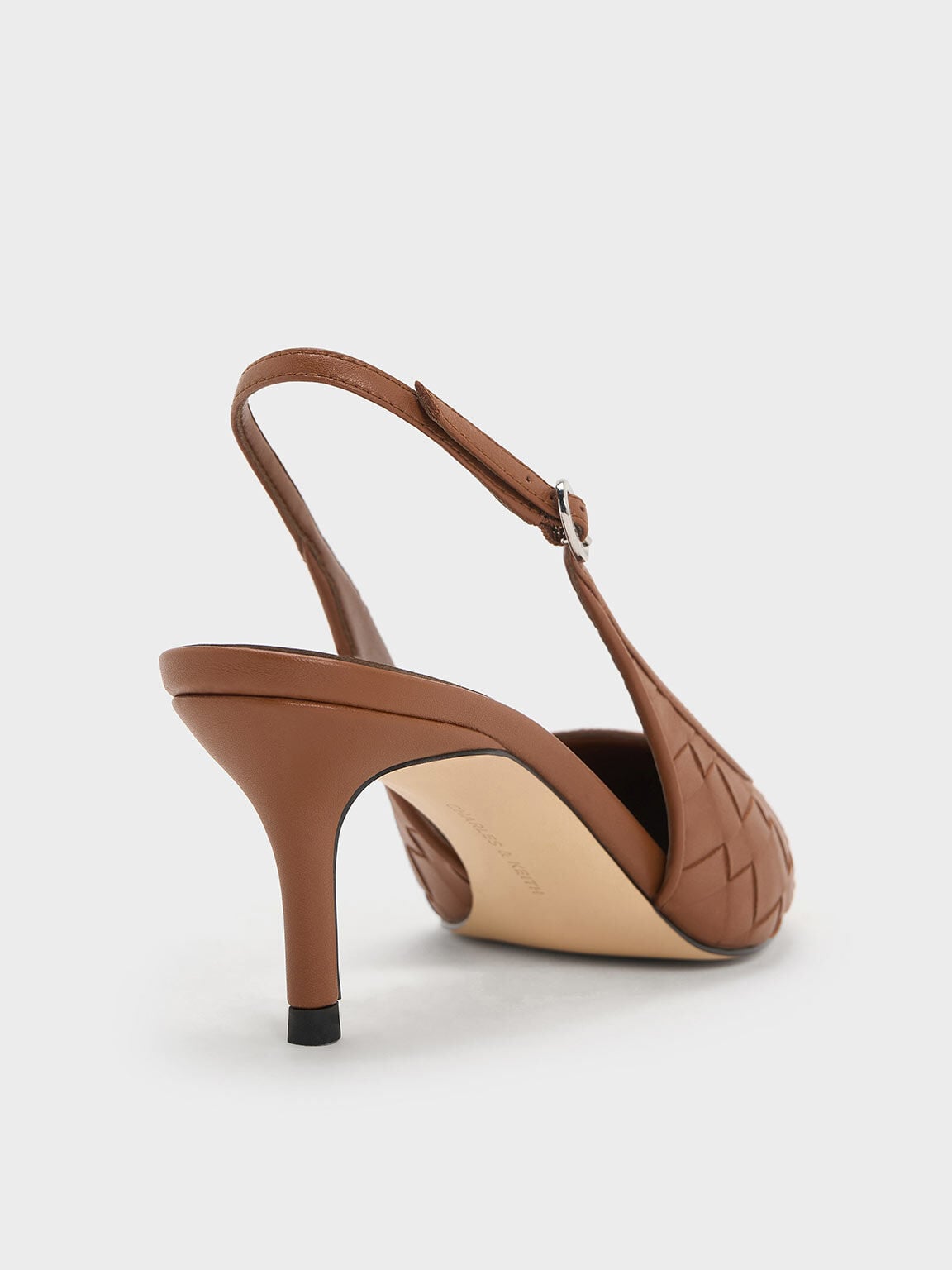 CHARLES & KEITH Top Pick / Ivette Woven Pointed Slingback Pumps - Brown