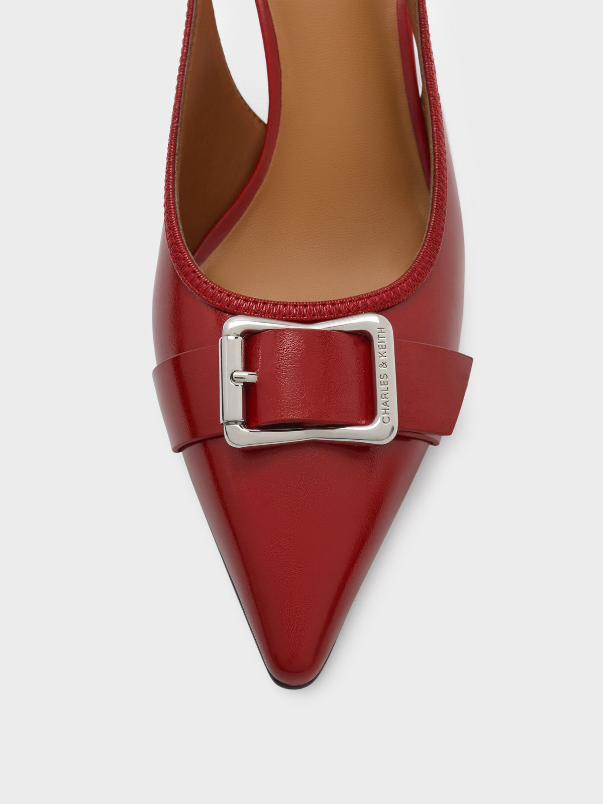 CHARLES & KEITH Essential / Anita Buckled Pointed Slingback Pumps - Red