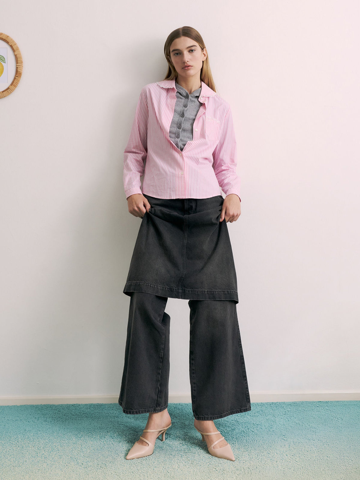 CHARLES & KEITH Recommended / Arden Pointed Wavy Heeled Mules - Light Pink
