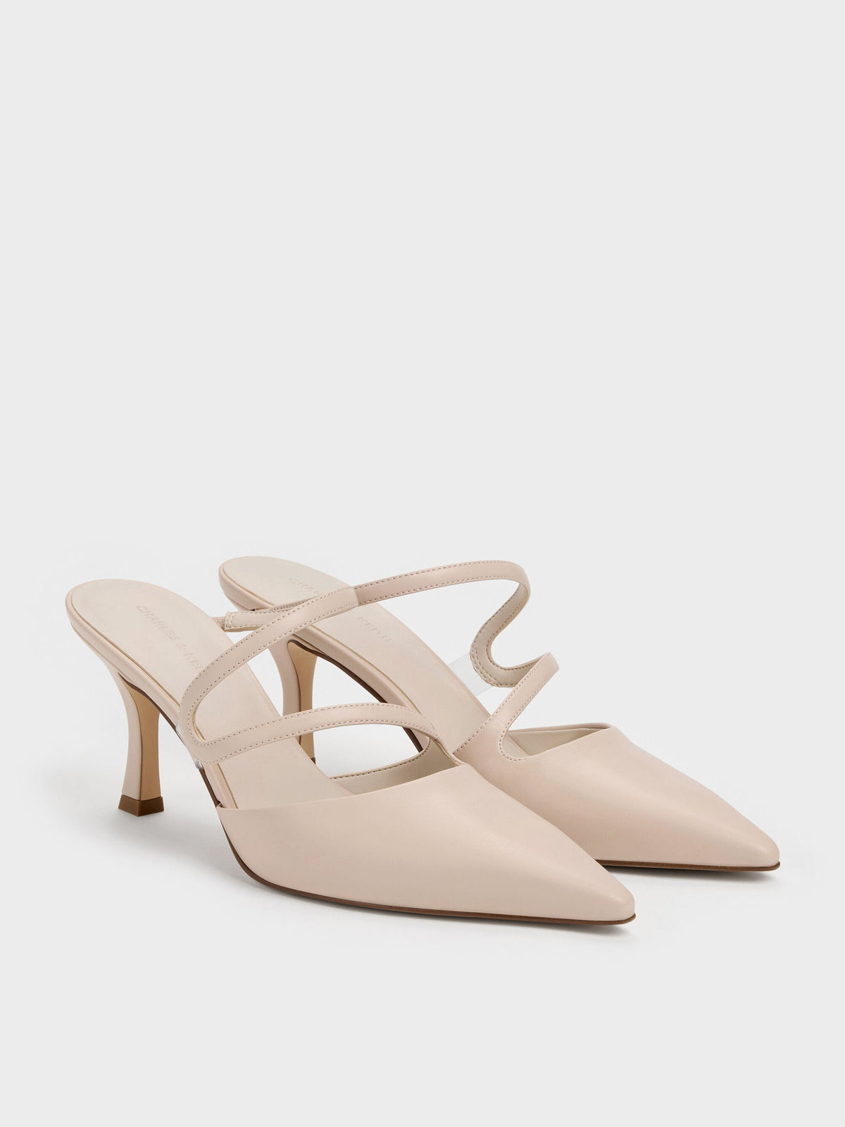 CHARLES & KEITH Recommended / Arden Pointed Wavy Heeled Mules - Light Pink