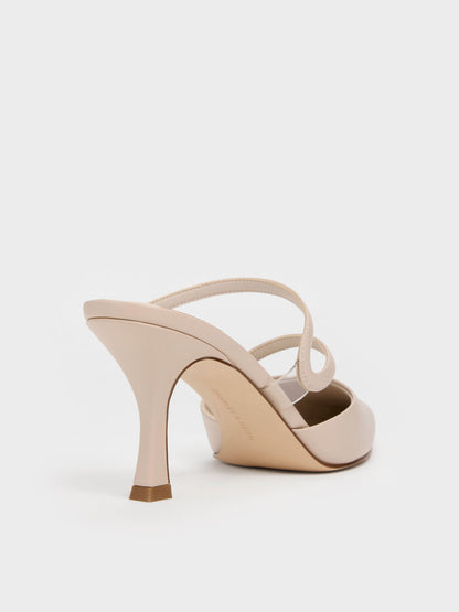 CHARLES & KEITH Recommended / Arden Pointed Wavy Heeled Mules - Light Pink