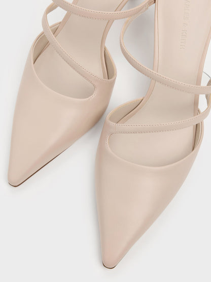 CHARLES & KEITH Recommended / Arden Pointed Wavy Heeled Mules - Light Pink