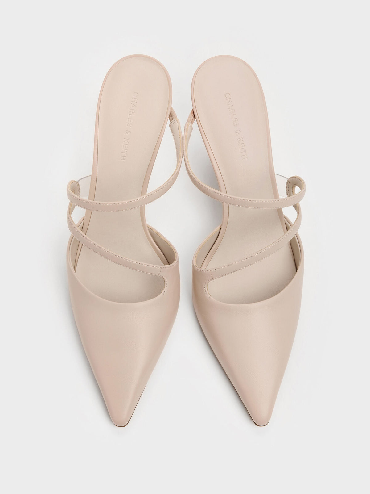 CHARLES & KEITH Recommended / Arden Pointed Wavy Heeled Mules - Light Pink