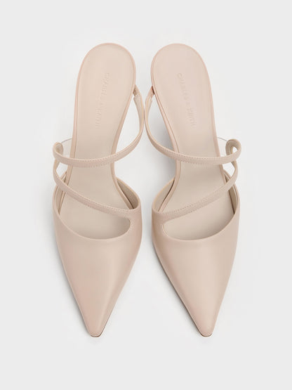CHARLES & KEITH Recommended / Arden Pointed Wavy Heeled Mules - Light Pink