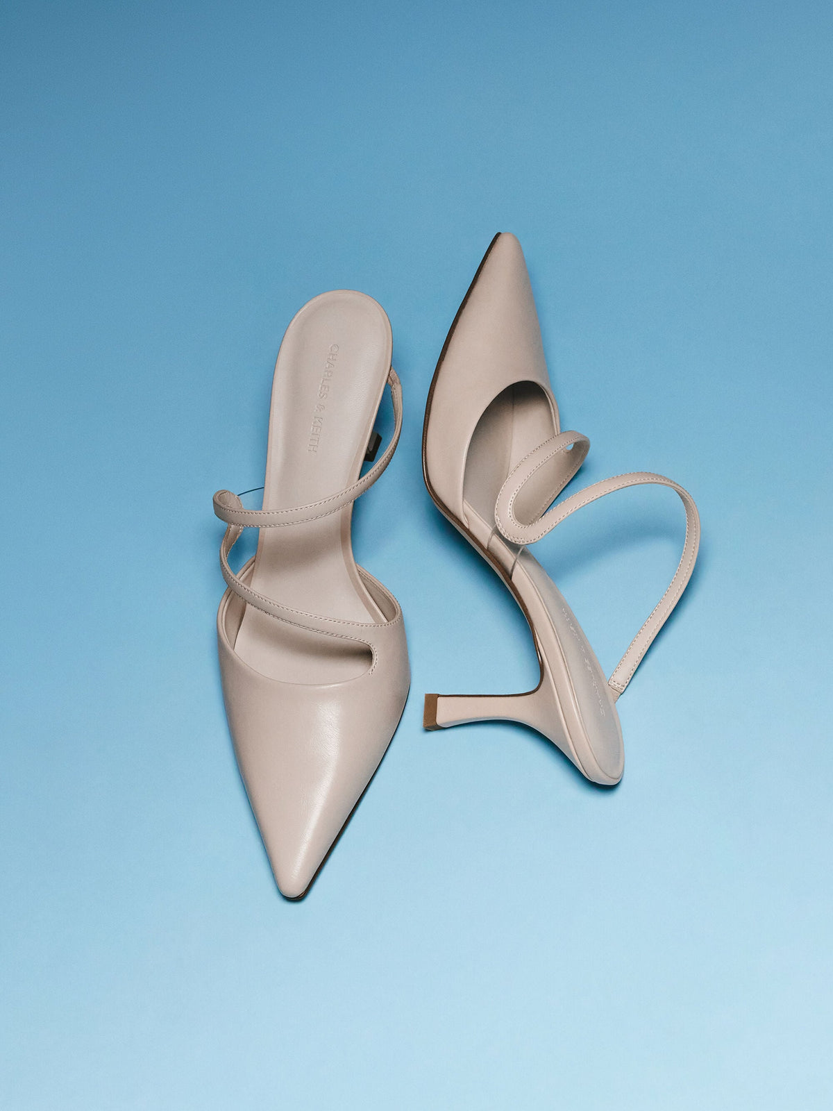 CHARLES & KEITH Recommended / Arden Pointed Wavy Heeled Mules - Light Pink