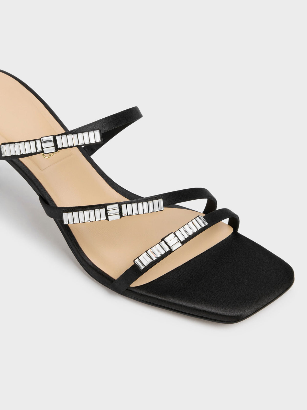 CHARLES & KEITH Special Offer / Jessy Gem-Bow Heeled Sandals - Black Textured