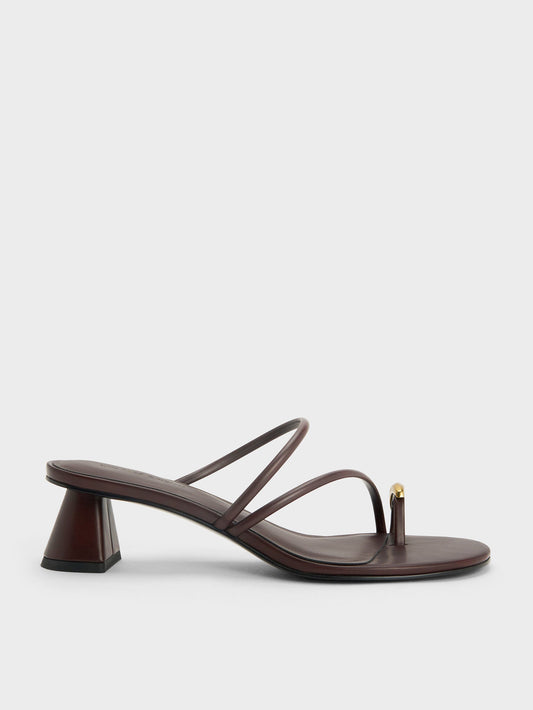CHARLES & KEITH Premium / Toe-Ring Strappy Heels - Maroon