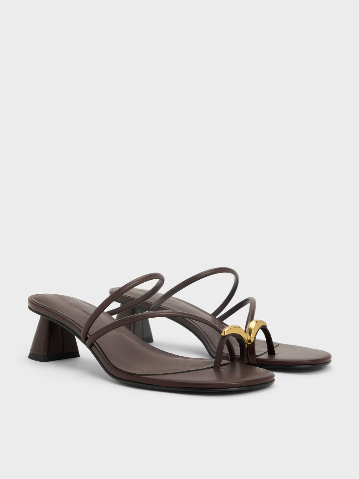 CHARLES & KEITH Premium / Toe-Ring Strappy Heels - Maroon