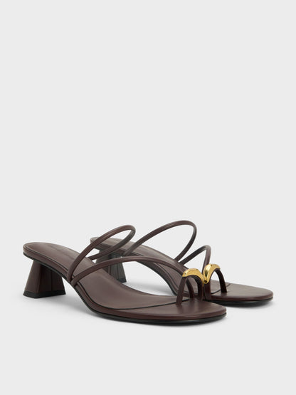 CHARLES & KEITH Premium / Toe-Ring Strappy Heels - Maroon