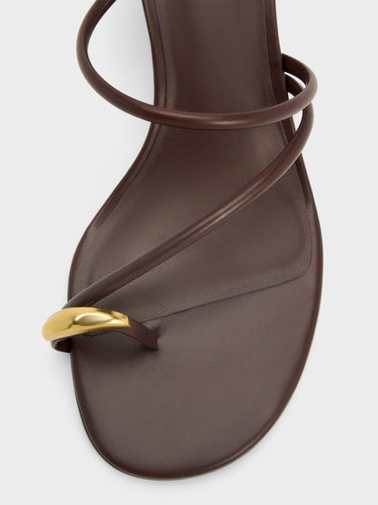 CHARLES & KEITH Premium / Toe-Ring Strappy Heels - Maroon
