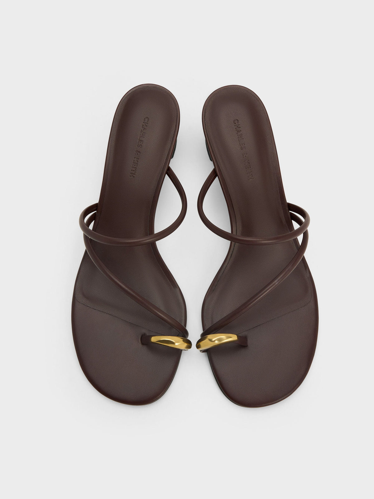 CHARLES & KEITH Premium / Toe-Ring Strappy Heels - Maroon