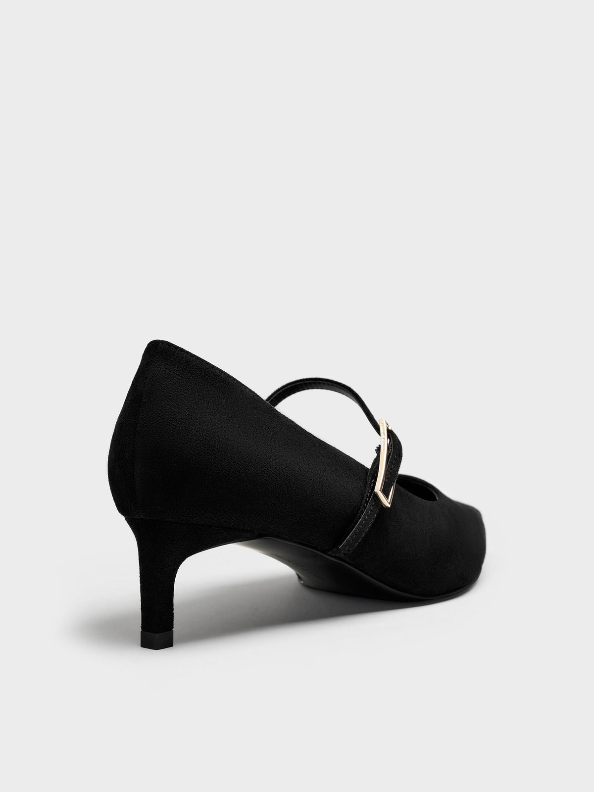 CHARLES & KEITH Top Pick / Luciana Faux Suede Mary Jane Pumps - Black Textured