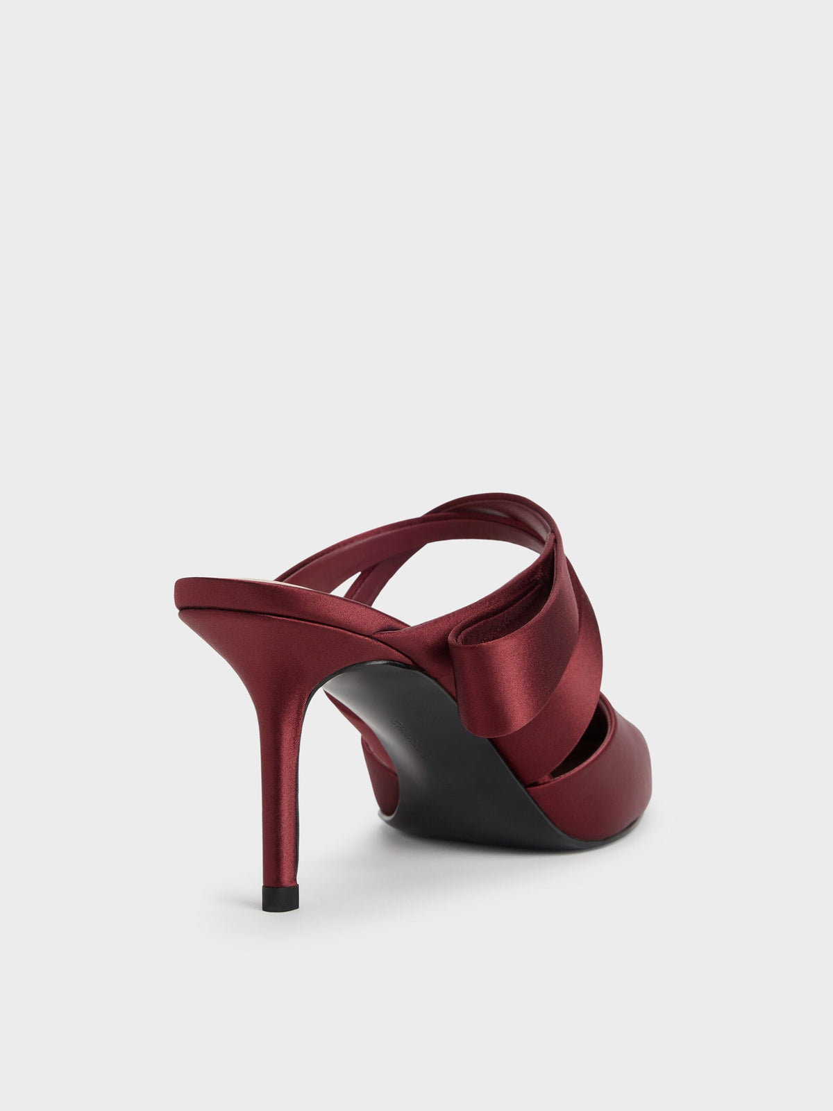 CHARLES & KEITH Value / Satin Pleated-Strap Heeled Mules - Red
