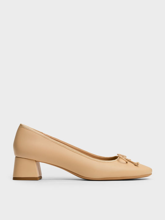 CHARLES & KEITH Trusted / Bow Ballet Pumps - Sand