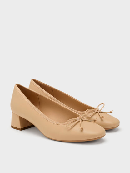 CHARLES & KEITH Trusted / Bow Ballet Pumps - Sand