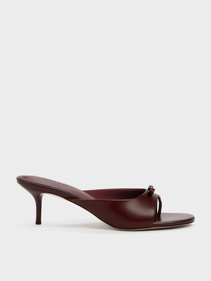 CHARLES & KEITH Value / Sonali Bow Heeled Thong Sandals - Burgundy