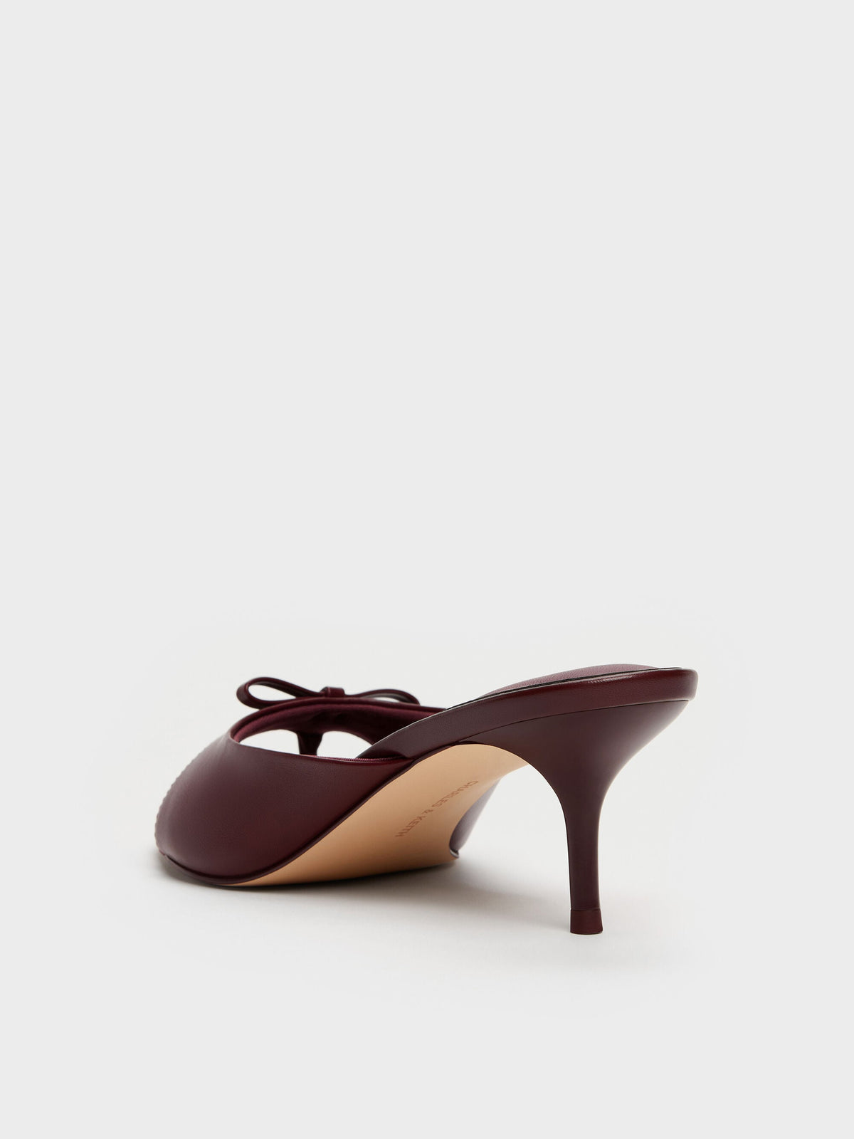 CHARLES & KEITH Value / Sonali Bow Heeled Thong Sandals - Burgundy