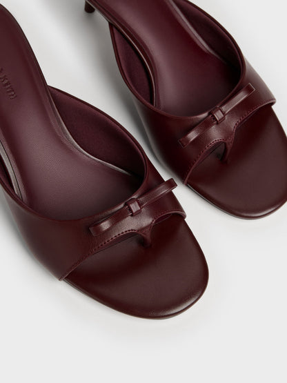 CHARLES & KEITH Value / Sonali Bow Heeled Thong Sandals - Burgundy