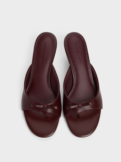 CHARLES & KEITH Value / Sonali Bow Heeled Thong Sandals - Burgundy