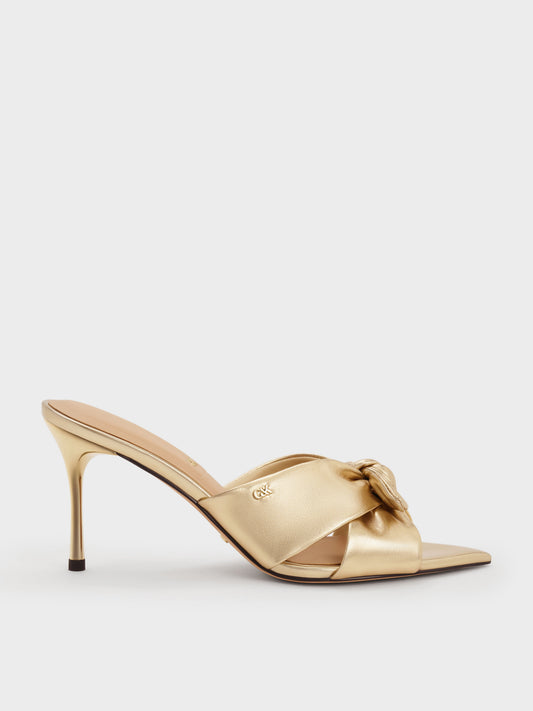 CHARLES & KEITH Trending / Jayce Metallic Leather Stiletto Mules - Gold